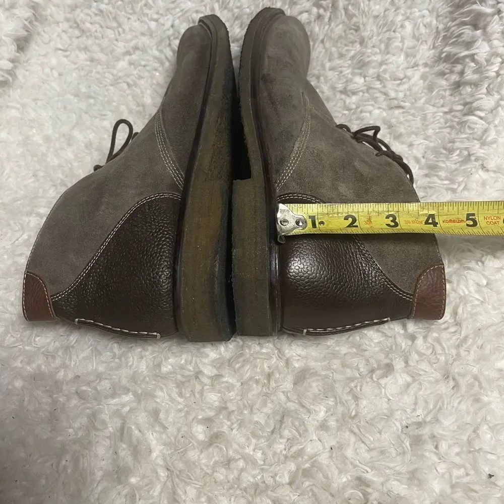 Johnston & Murphy lace up Boots leather Suede  Brown pebble leather trim SZ10.5M